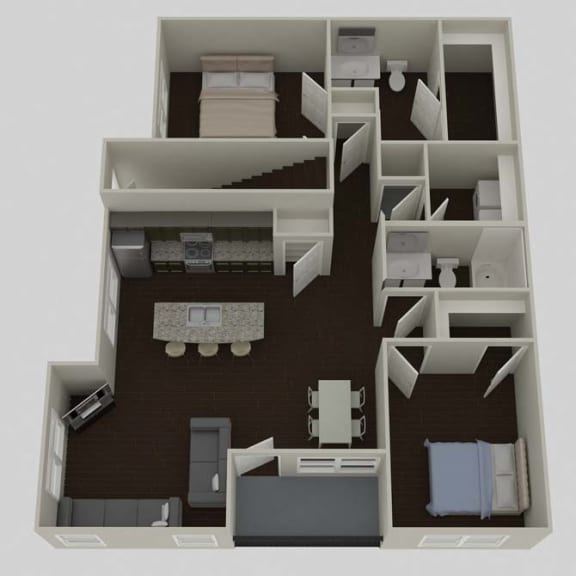 a floor plan of a room with a bed and a sink at Park 33, Goshen, IN