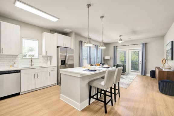Modern Kitchen With Stainless Steel Appliances And Double Door Refrigerators at Exchange at St Augustine, St Augustine, FL, 32086