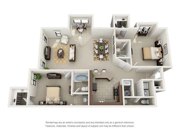 B3 Two Bedroom and Two Bathroom Floor Plan B3 Two Bedroom and Two Bathroom Floor Plan at Ridge Crossings Apartments, Hoover, AL 35244