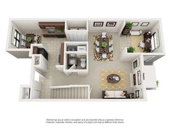 C3 Three Bedroom and Two Bathroom Floor Plan C3 Three Bedroom and Two Bathroom Floor Plan at Ridge Crossings Apartments, Hoover