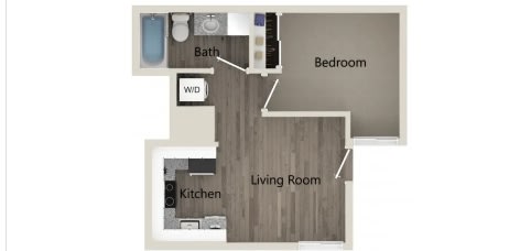 a splitscreen image of a floor plan of a studio apartment