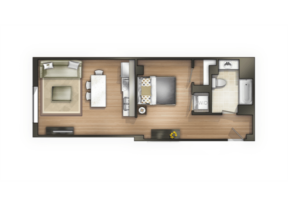 The Lafaye one bedroom floor plan at Land Bank Lofts in Columbia, SC