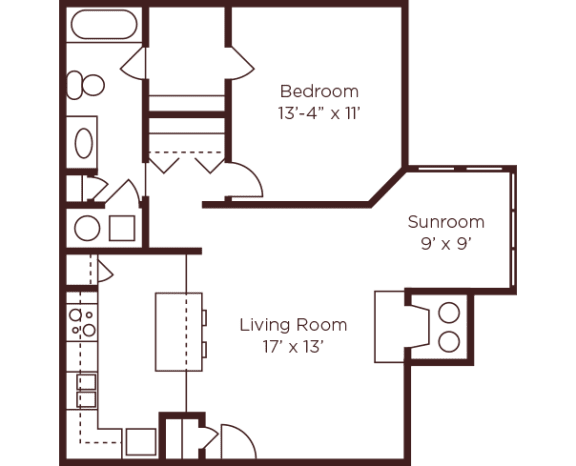 1 Bed 1 Bath Floor Plan at Riverwalk Vista Apartment Homes by ICER, Columbia