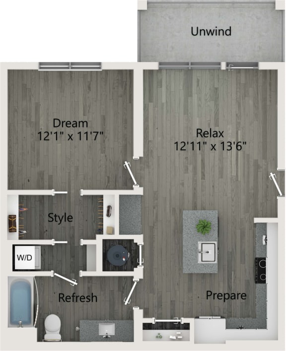 1 Bedroom 1 Bathroom Floor plan  at The Charles Apartments , Destin, 32541