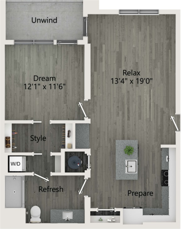 1 Bed  Bath Floor Plan  at The Charles Apartments , Destin, 32541