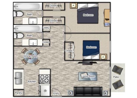 The Magnolia Renovated Floor Plan at Parkside Sandy Springs, Georgia, 30328