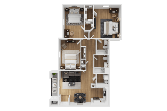 A detailed floor plan of a two-story residential apartment.