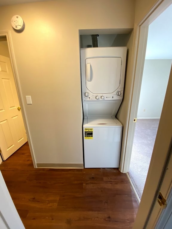 Laundry Closet With Washer And Dryer at Summit Terrace at Woodland, Cape Elizabeth, Maine