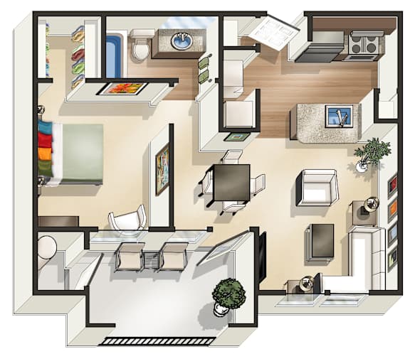A1 Floor Plan at The James on South First, Austin, 78748