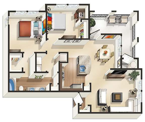 B1 Floor Plan at The James on South First, Texas, 78748