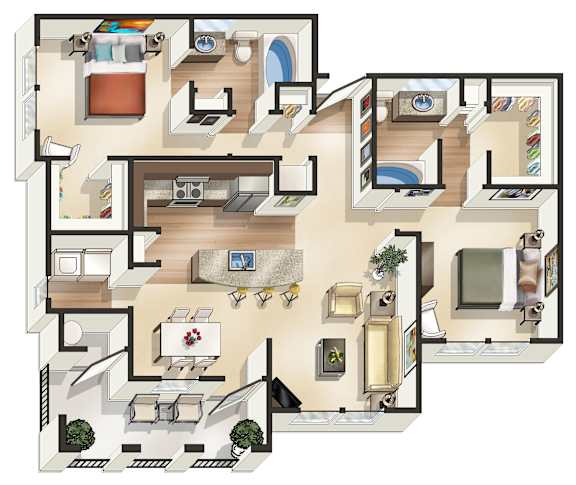 B3 Floor Plan at The James on South First, Austin