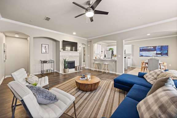 Decorated Living Room at Bridge at Canyon Creek, Austin