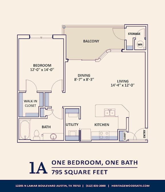1A Floor Plan at Bridge at Heritage Woods, Austin, TX