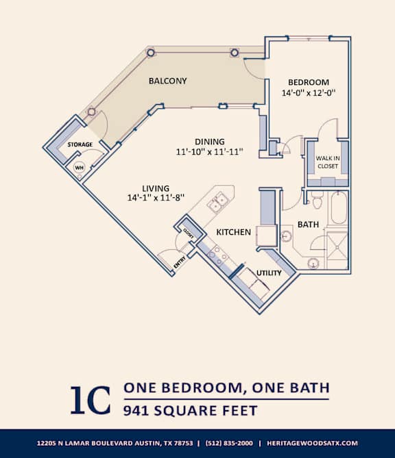 1C Floor Plan at Bridge at Heritage Woods, Texas