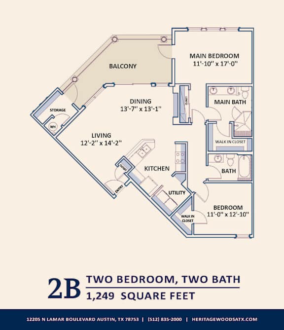 2B Floor Plan at Bridge at Heritage Woods, Texas, 78753