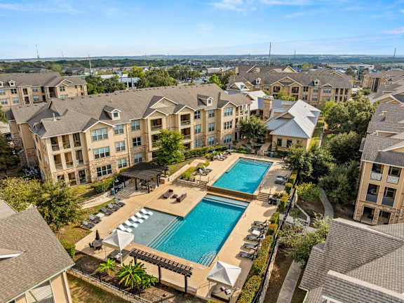 Drone View Of Pool at The James on South First, Austin, TX