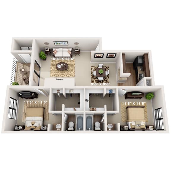 Red Bud Floor Plan at Montecito, Austin, TX, 78741