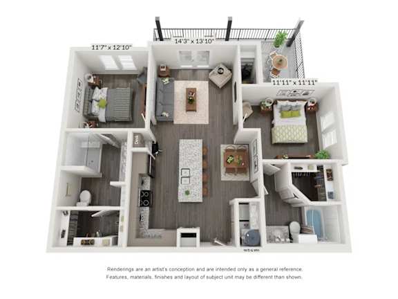 B2 Floor Plan at Bridge at Tech Crossing, Texas