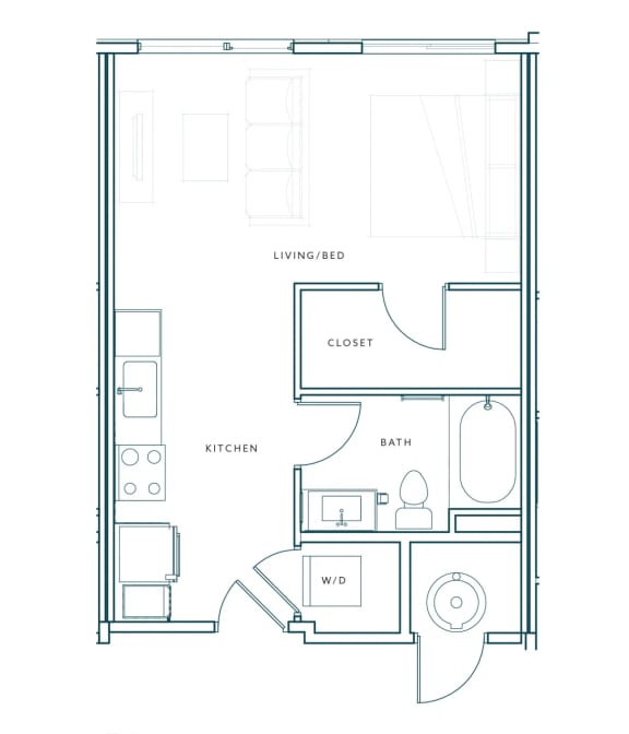 a floor plan of a 1 bedroom floor plan