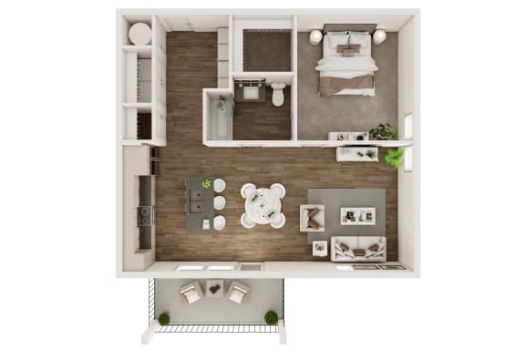 1 bed 1 bath floor plan D at Livano Trinity Apartments, Nashville, TN