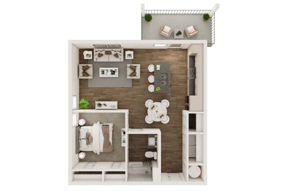 1 bed 1 bath floor plan E at Livano Trinity Apartments, Nashville, 37207