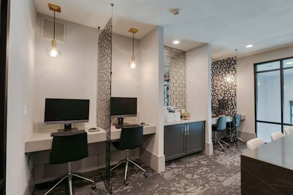 Modern office space with two desks and chairs at Caldwell, Houston, TX, 77084