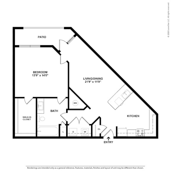 1 Bed Fry Floor Plan at Caldwell, Texas
