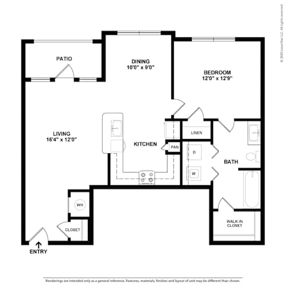 1 Bedroom Greenhouse Floor Plan at Caldwell, Houston