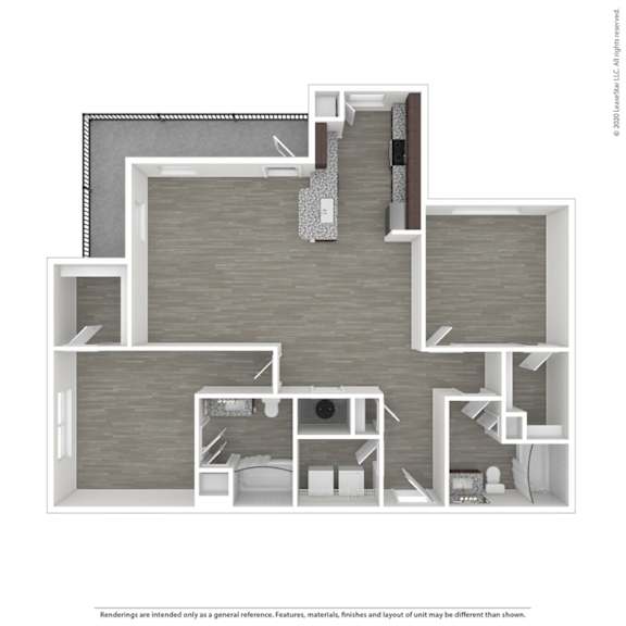 2 Bedroom Oakridge Floor Plan at Caldwell, Houston