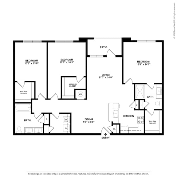 3 Bedroom Westgate Floor Plan at Caldwell, Houston, TX