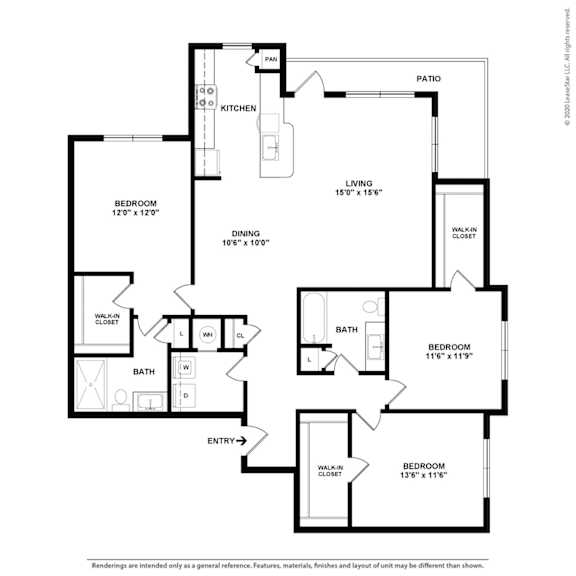 3 Bedroom Westgreen Floor Plan at Caldwell, Houston, Texas