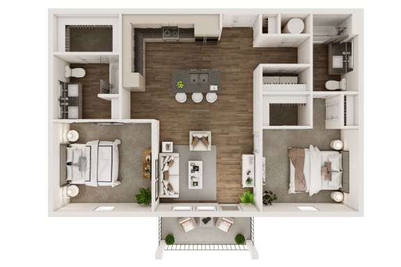 2 bed 2 bath floor plan Cat Livano Trinity Apartments, Tennessee, 37207