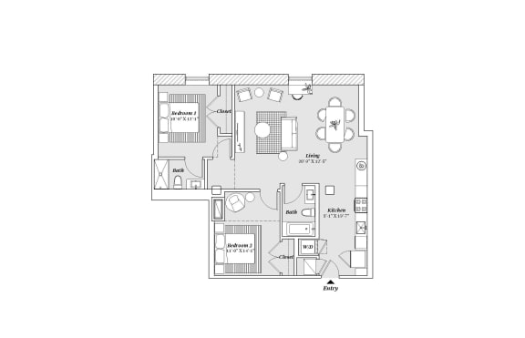 C2 Floor Plan at 99 Front, Memphis, TN, 38103