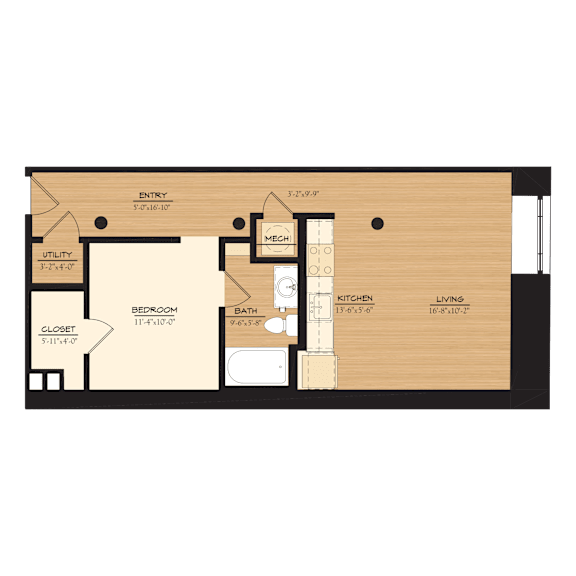 A7 Floor Plan Unit at The Tennessee Brewery in Downtown Memphis, TN