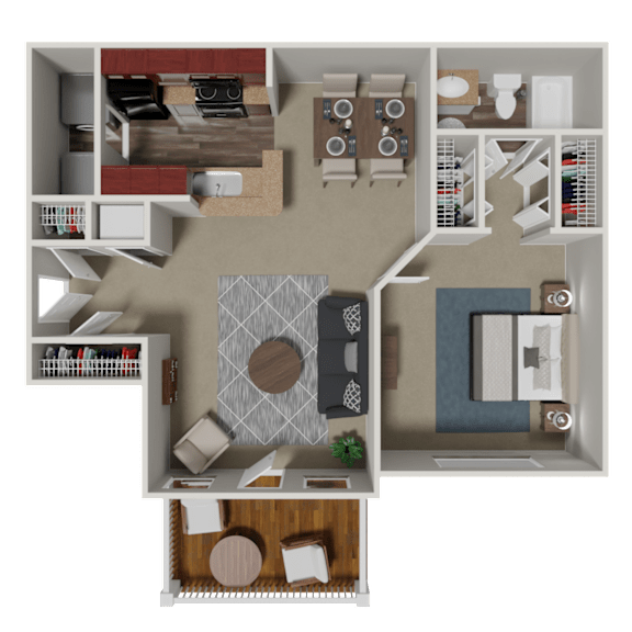 Addison 1 Bedroom 1 Bath Floorplan at Crestmark Apartment Homes, Lithia Springs, GA, 30122