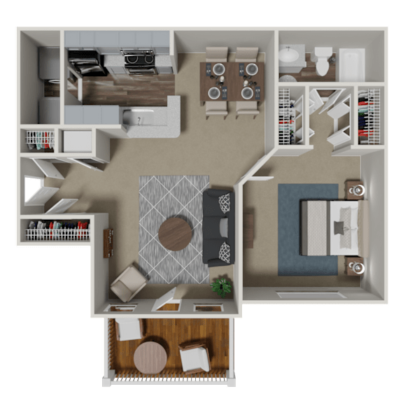 Addison 1 Bedroom 1 Bath Floorplan at Crestmark Apartment Homes, Lithia Springs, GA, 30122