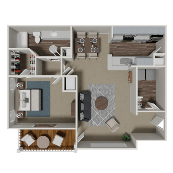 August 1 Bedroom 1 Bath Floorplan at Crestmark Apartment Homes, Lithia Springs, 30122