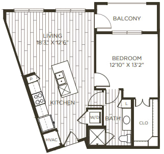 1 bedroom 1 bathroom floor plan D 1 bedroom 1 bathroom floor plan D at Station at Old Town, Lewisville
