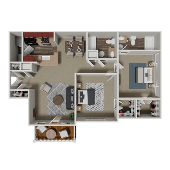 Bellmont 2 Bedroom 2 Bath Floorplan at Crestmark Apartment Homes, Lithia Springs, Georgia