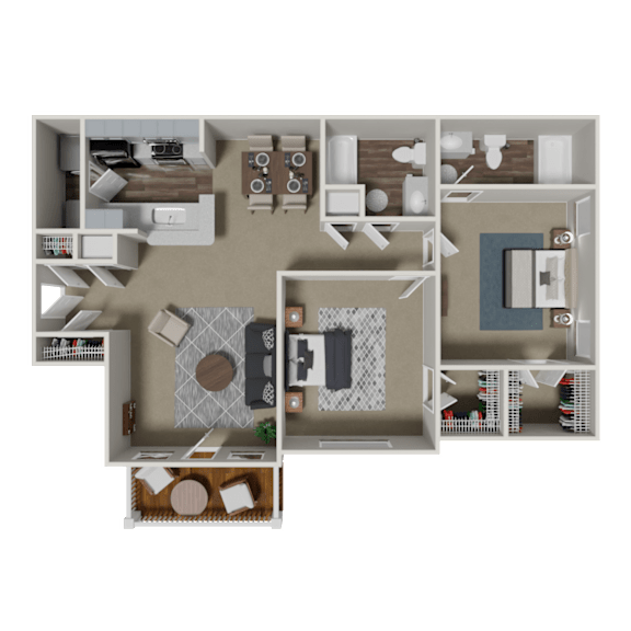 Bellmont 2 Bedroom 2 Bath Floorplan at Crestmark Apartment Homes, Lithia Springs, Georgia