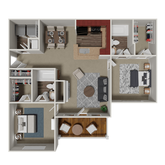 Berkley 2 Bedroom 2 Bath Floorplan at Crestmark Apartment Homes, Lithia Springs