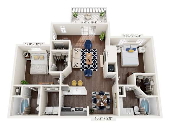 2Bd 2Bth Floor Plan at Bridgewater Apartments, Duluth