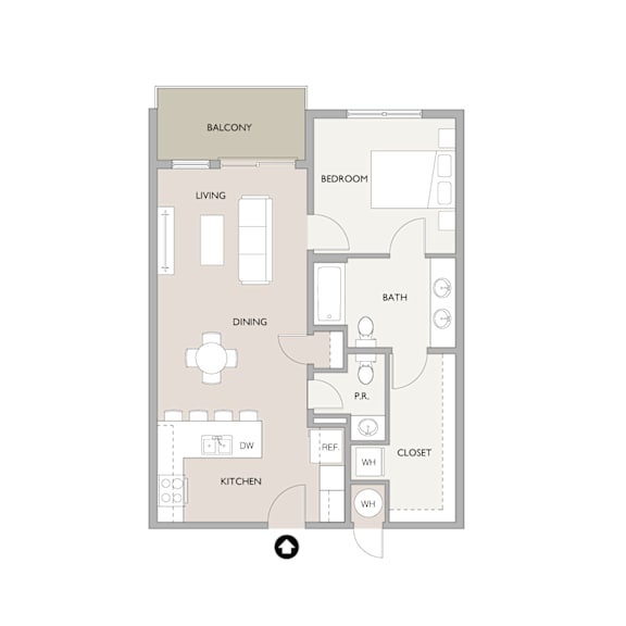 1 Bedroom Floor Plan at Carson Street Towers, Kansas