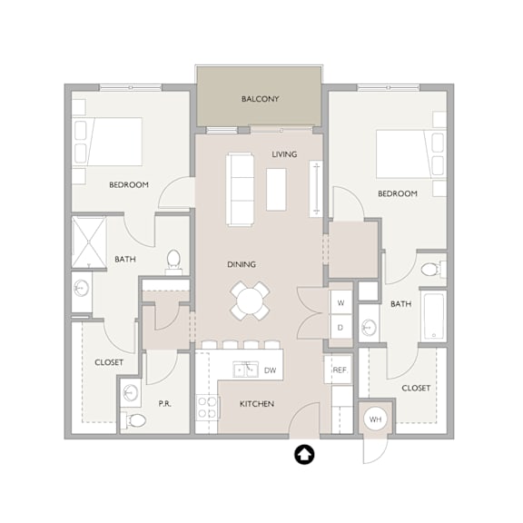 2 Bedroom 2.5 Bath Floor Plan at Carson Street Towers, Overland Park