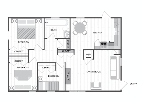 Floor Plan  3 Bedroom Floor Plan at Century Apartments, Memphis, TN 38117