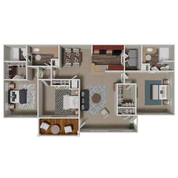 Clairmont 3 Bedroom 2 Bath Floorplan at Crestmark Apartment Homes, Lithia Springs, GA