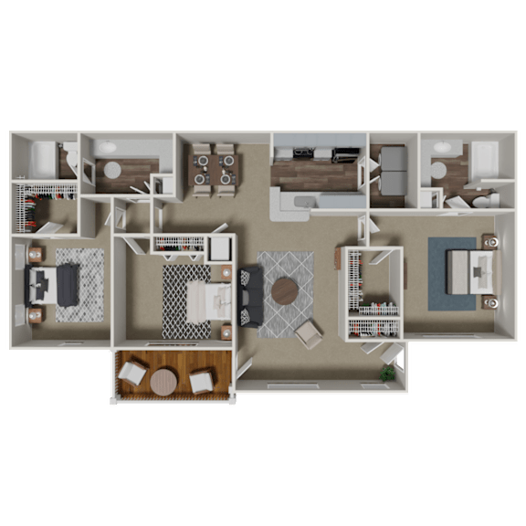 Clairmont 3 Bedroom 2 Bath Floorplan at Crestmark Apartment Homes, Lithia Springs, GA