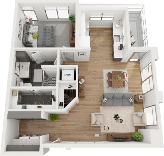 1 bedroom 1 bathroom floor plan G 1 bedroom 1 bathroom floor plan G at Deca Apartments, Greenville