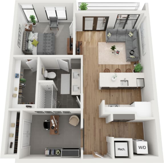 Floor Plan  1 bedroom 1 bathroom floor plan H at Deca Apartments, South Carolina