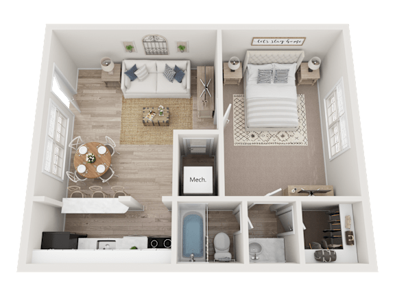 1 Bed 1 Bath Floorplan at Dunwoody Glen, Atlanta
